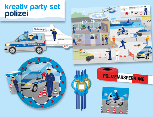 51 Teiliges Polizei Kreativ Partyset