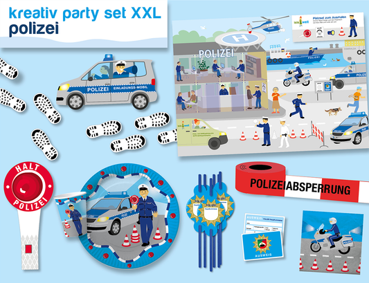 85 Teiliges Polizei Kreativ Partyset XXL